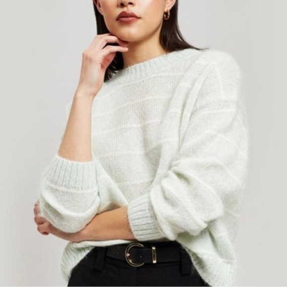 Acne Studios Kassidy Striped Crew Neck Sweater in Pale Green Large - Picture 1 of 9